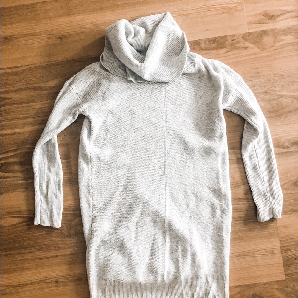 Gray turtleneck sweater dress